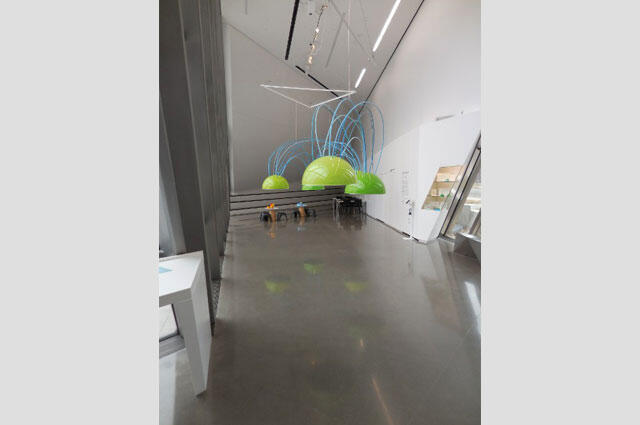 shiny concrete with lamp